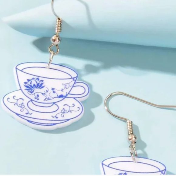 ❤️ FREE Cup Toile Mug Boho Peasant Hipster Hippie Art Deco Farm Hip Earrings - Picture 2 of 3